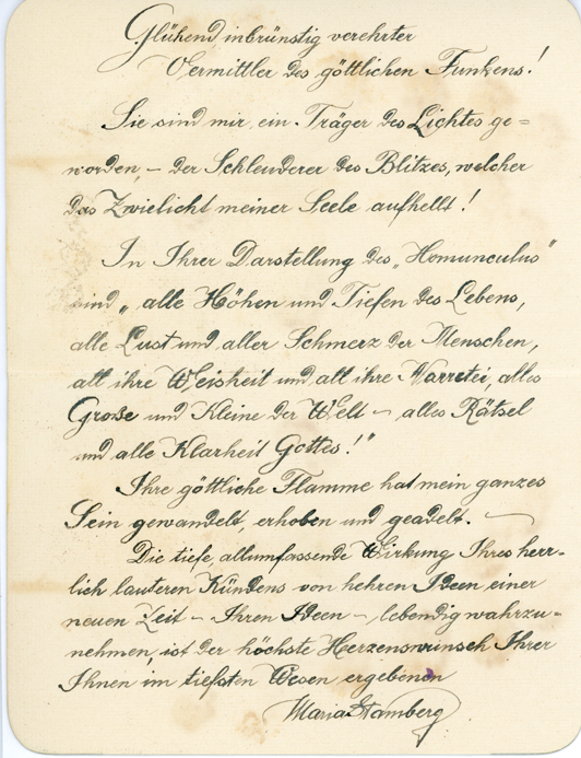 letter from Maria von Wallenstern