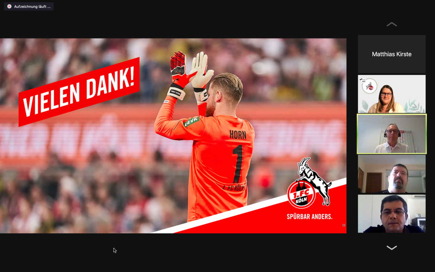 Screenshot des KAW DigiTalks mit dem 1. FC Köln