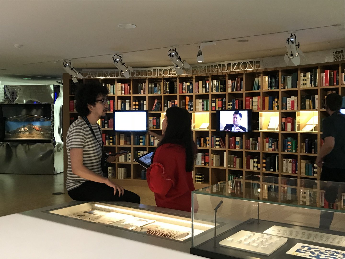 Students inside the exhibition in the House of European History 