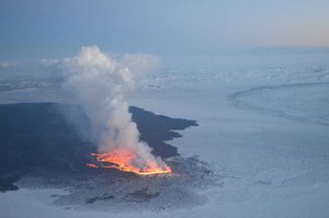 Ausbruch im Holuhraun-Lavafeld am 4. Dez.2014. Foto: Martin Hensch, Isländ. Wetterdienst
